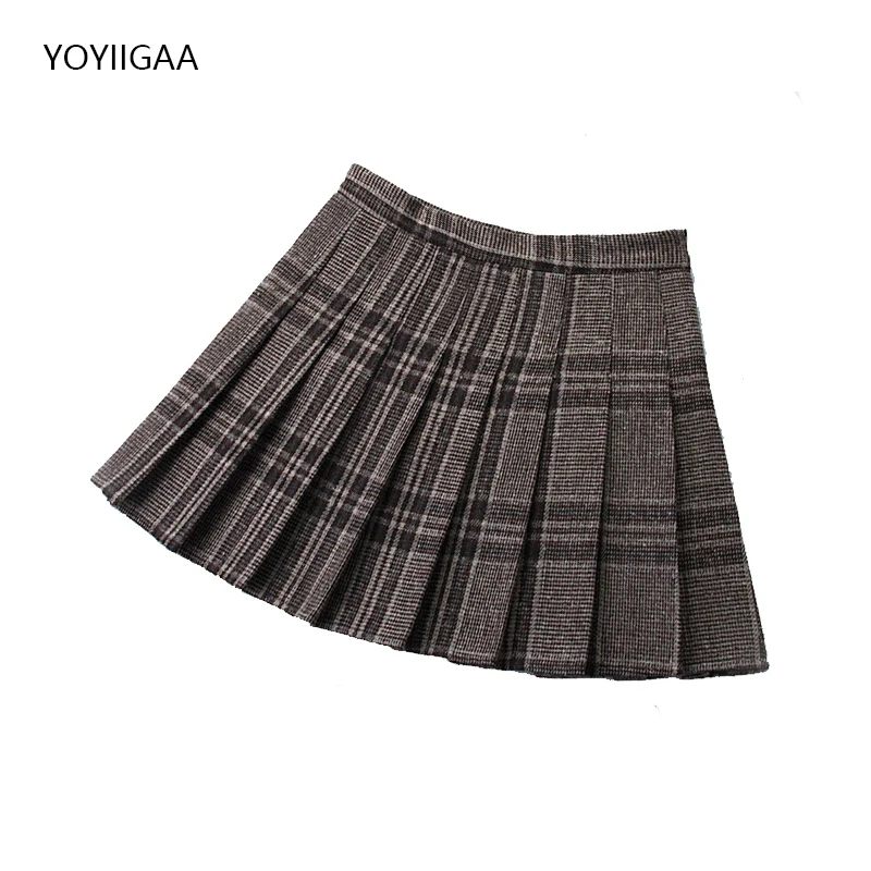 Autumn Winter Women Skirts High Waist Female Pleated Skirt Fashion Chic Girls Dance Mini Skirts Preppy Style Ladies Plaid Skirt