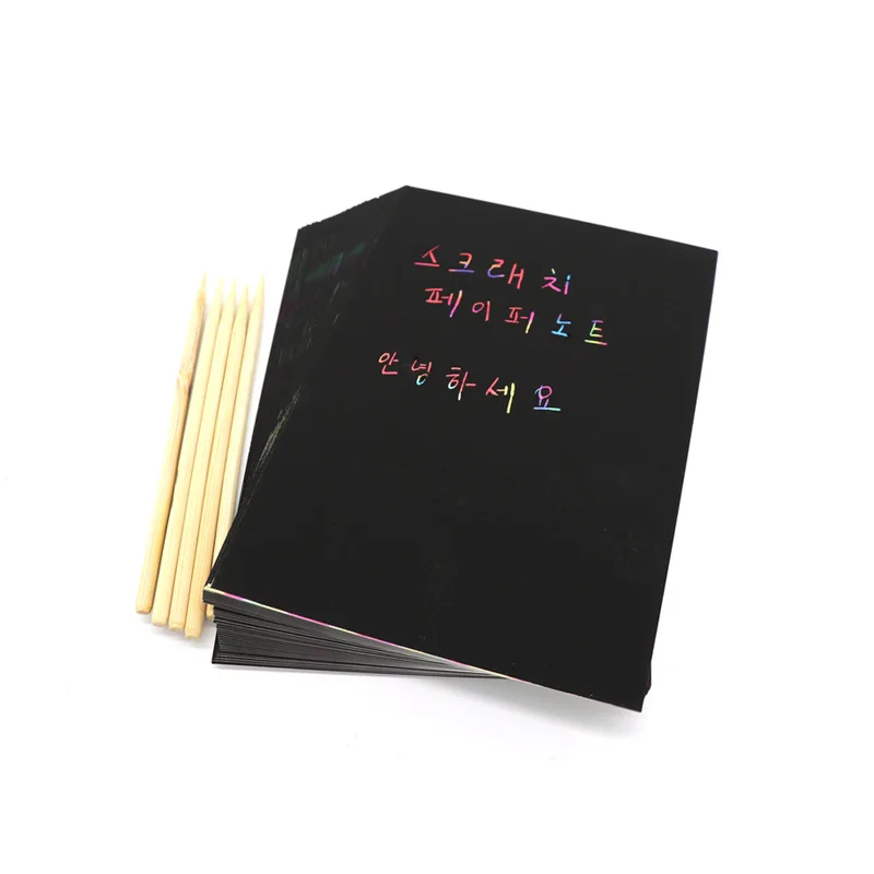 

50Pcs large size Magic Scratch Art Doodle Pad Sand Painting Cards Early Educational Learning Creative Drawing Toys for Children