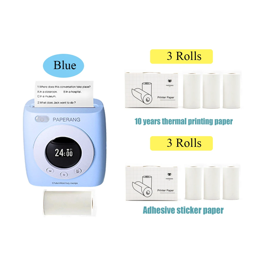 mini printer peripage PAPERANG P2S Pocket Printer 300dpi BT Wireless Thermal Printer Portable Mobile Mini Printer Label Sticker with Clock Function small travel printer Printers