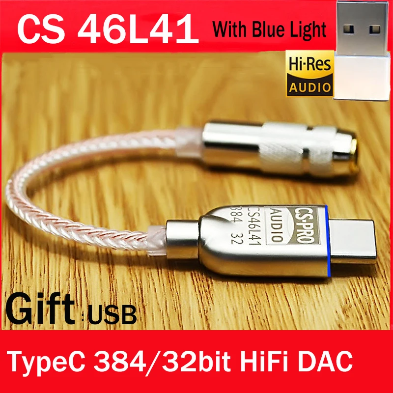 Конвертер CS46L41 с Type-C на 3 5 мм HiFi цифровые наушники Расшифровка усилителей DAC аудио