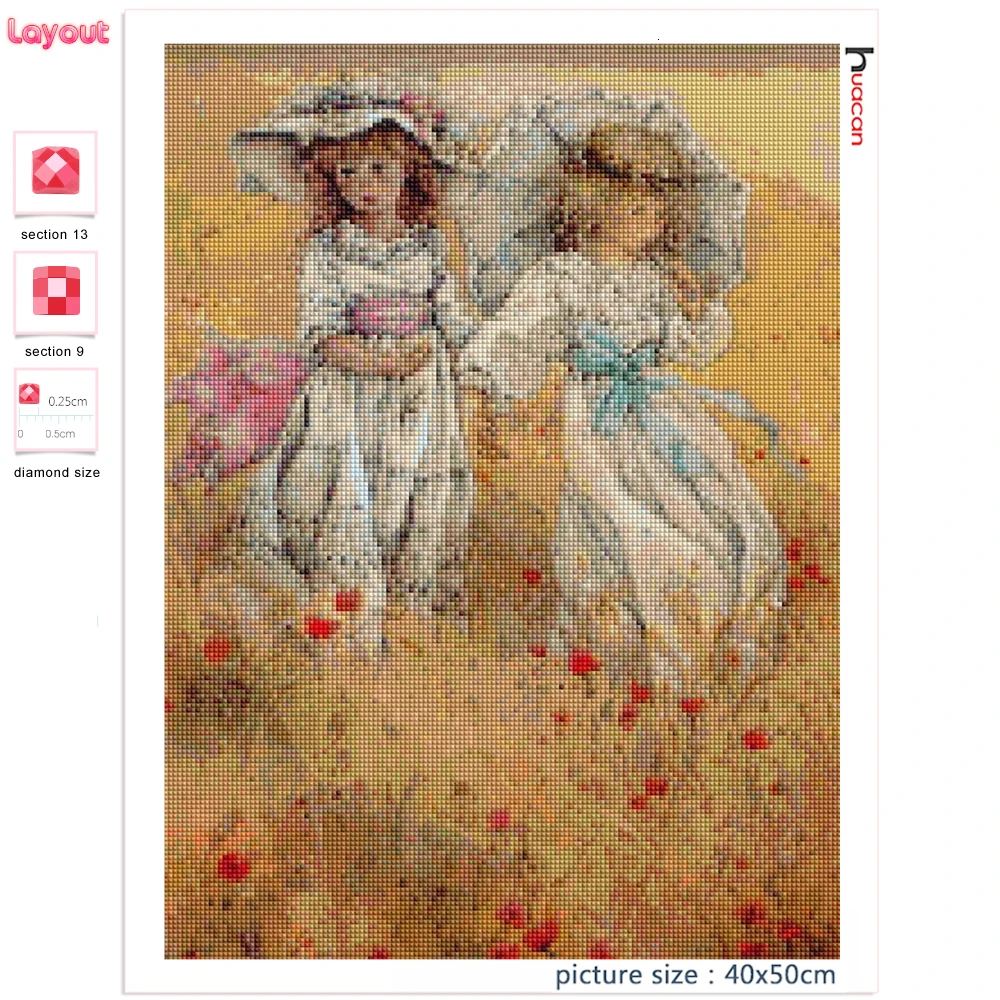 Huacan Diamond Painting Full Square Girl Decor For Home Mosaic Display Portrait Diamond Embroidery Boy Handmade Gift
