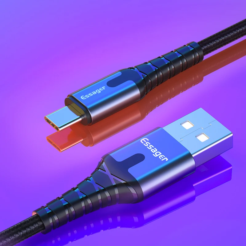 

Essager LED USB Type C Cable Fast Quick Charge Wire Cord USBC Cable for Xiaomi K20 Samsung Oneplus 7 Pro Mobile Phone Wire Cord