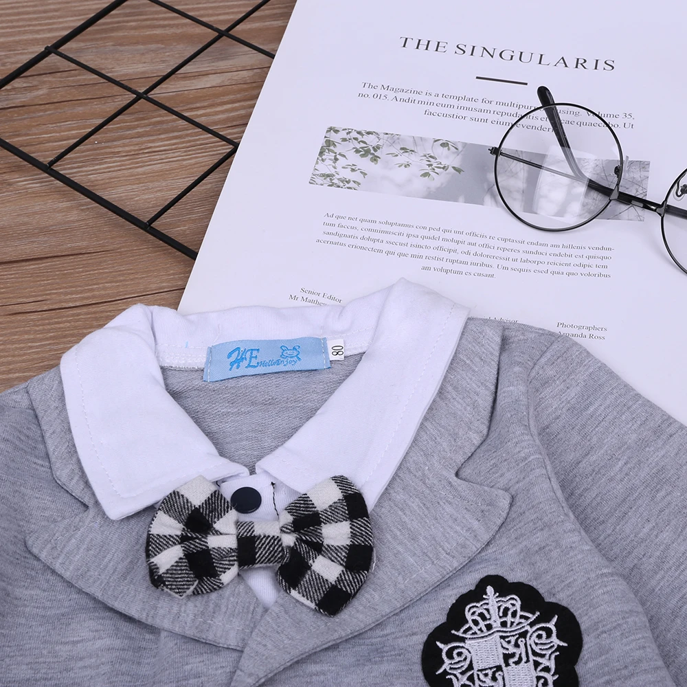 HE Hell Enjoy Baby Boy Autumn New Winter Clothes Sets Newborn Boys Clothing Suit Long-Sleeve Gentleman Plaid Bow Tie Romper