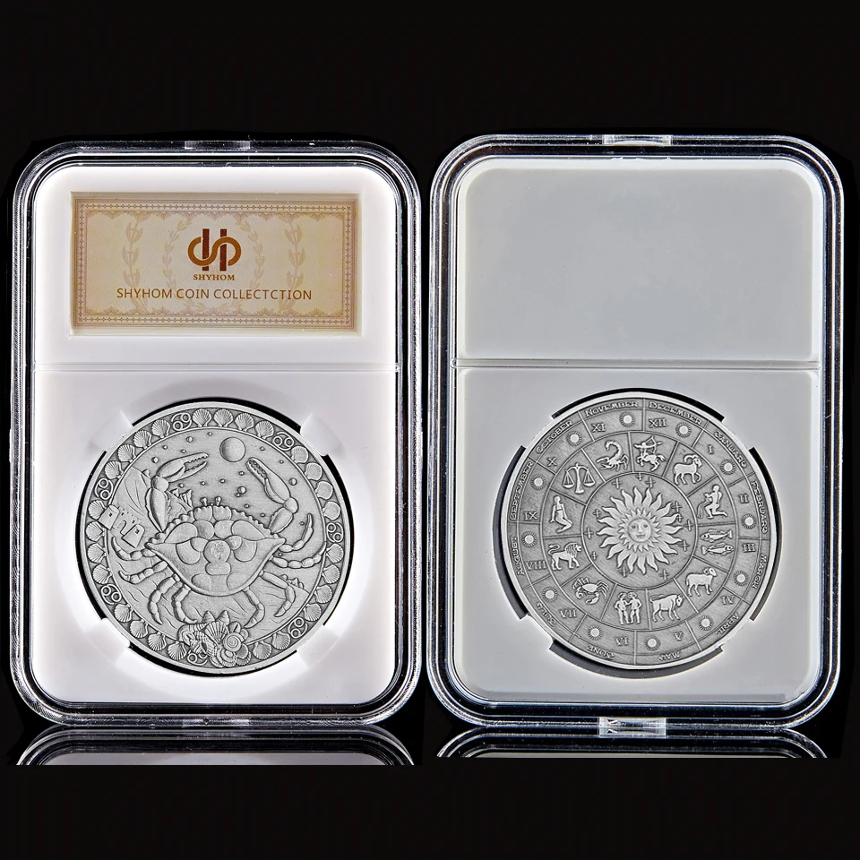 

12 Constellations Zodiac Token Silver Plated Cancer Signs of The Zodiac Medal Coin (6.22-7.22)