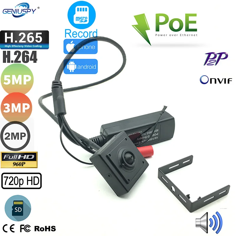 HJT POE 720P IP Camera Pinhole CCTV Indoor Security Network P2P Onvif H.264 MINI 