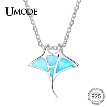 

UMODE New 925 Sterling Silver Mobula Fish Pendant Necklace for Women Long Link Chain Slide Pendant Necklace Jewelry Gift ALN0479