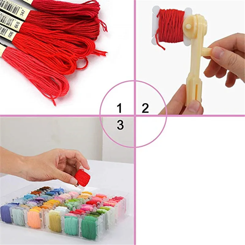 100 Colors Cross Stitch Threads Friendship Bracelet String Kit Embroidery Thread Kit With Floss Winder,Bobbin Sewing Accessories