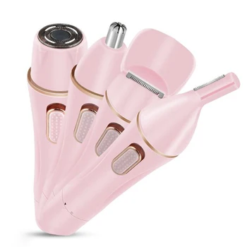 

4 in 1 USB Rechargeable Body Hair Trimmer Kit Electric Eyebrow Nose Hair Shaver Detachable trimmer head Support dry wet dual use