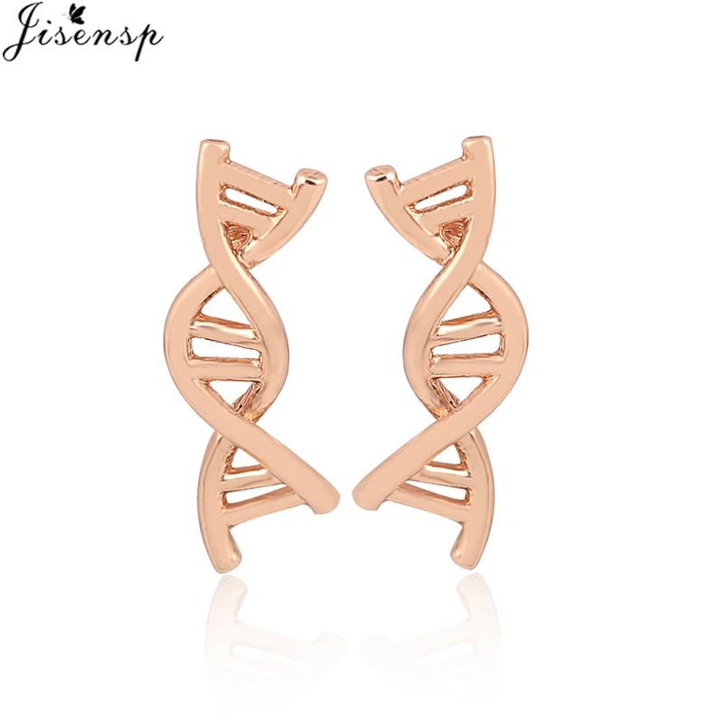 Jisensp Delicate Design DNA Earring Helix Earrings for Women Girls Geometric DNA Stud Earrings Science Jewelry Unique Gift