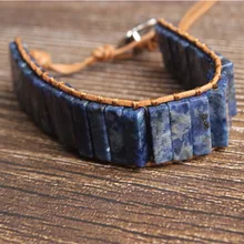 LanLi натуральные ювелирные изделия кубовидные синие вены камень свободные бусины вязаный браслет для мужчин и женщин давая подарки и самоиспользование