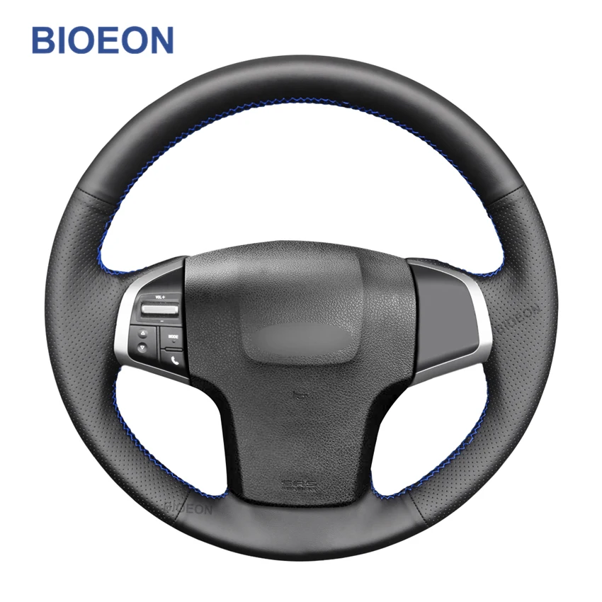 Черная искусственная кожа PU чехол рулевого колеса автомобиля для Isuzu D-Max MU-X 2013-2020