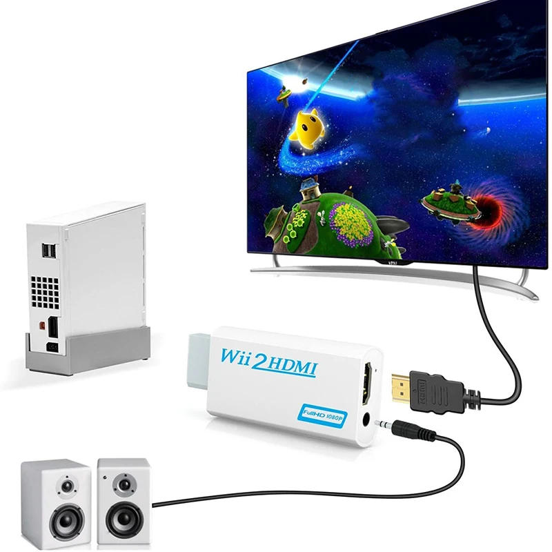 Wiistar Wii to HDMI Converter Wii2HDMI Adapter 1080P +3.5mm Audio Output -  AliExpress