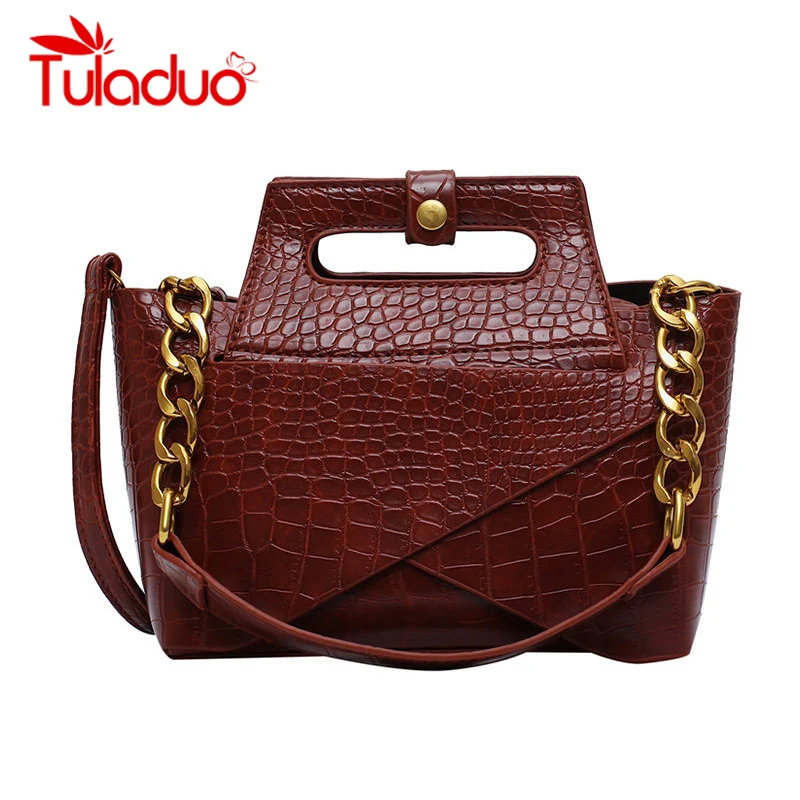 

2 Sets Crossbody Bags For Women Fashion Crocodile Print Ladies Hand Bag Female Handbags And Purses With Handle bolsas feminina