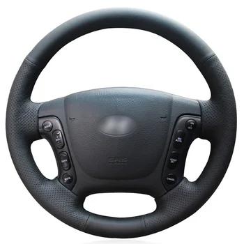 

Black PU Faux Leather DIY Hand-stitched Car Steering Wheel Cover for Hyundai Santa Fe 2006 2007 2008 2009 2010 2011 2012
