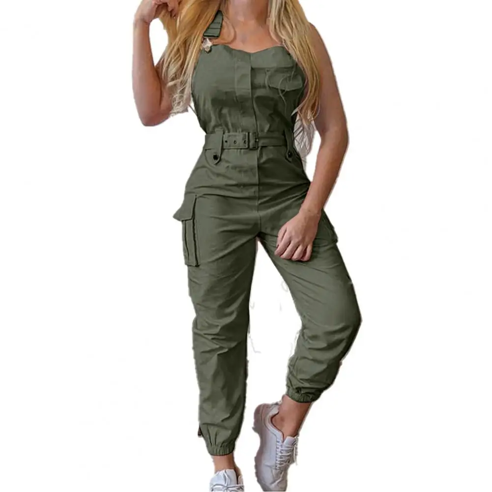 Women Jumpsuit Summer Pant Sets Sleeveless Halter Polyester Casual Backless Sexy Slim Streetwear Women Romper