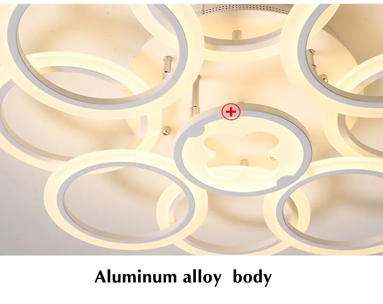 Кольца, современный светодиодный потолочный светильник для спальни, гостиной, столовой, белого цвета, светодиодный потолочный светильник Homw, корпус из алюминиевого сплава