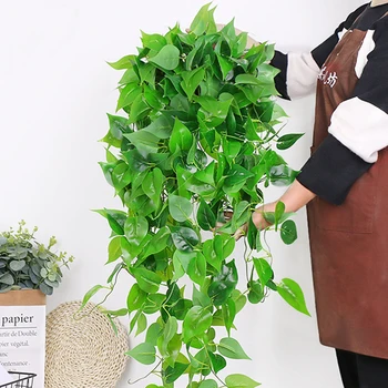 

Artificial green plants wall hanging plant home decoration greenery hanging fake plant rattan indoor vine basket