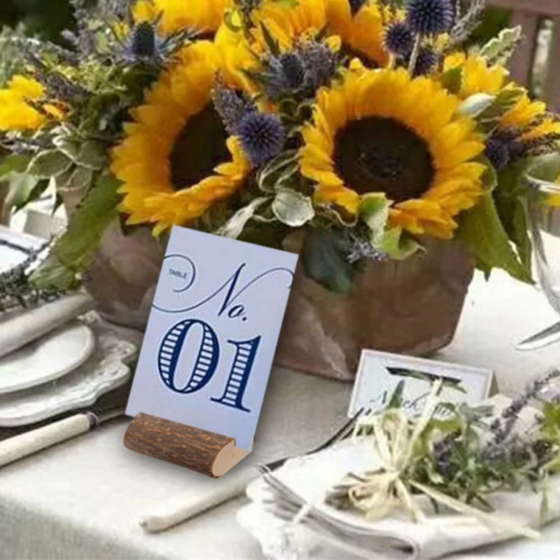  10PCS Countryside Style Natural Wood Stump Invitation Card Holder Photo Clip Wedding Decoration - 4.00032E+12