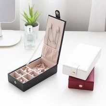  Portable PU Leather Jewelry Box Organizer Stud Earrings Ring Necklace Jewellery Storage Packaging Case Fresh Simple Style 