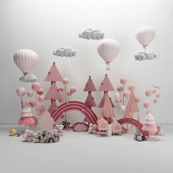 

Baby Shower Backdrop Hot Air Balloon Playground Background Birthday Party Decor Newborn Wedding Photography Props Photo Booth