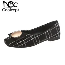 Coolcept/Женская обувь на плоской подошве; модная обувь с квадратным носком и пуговицами; Женская Удобная стильная повседневная обувь; Размеры 35-40