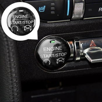 

Black Carbon Fiber Engine Start Stop Button Cover Trim For Ford Mustang 2015-2019