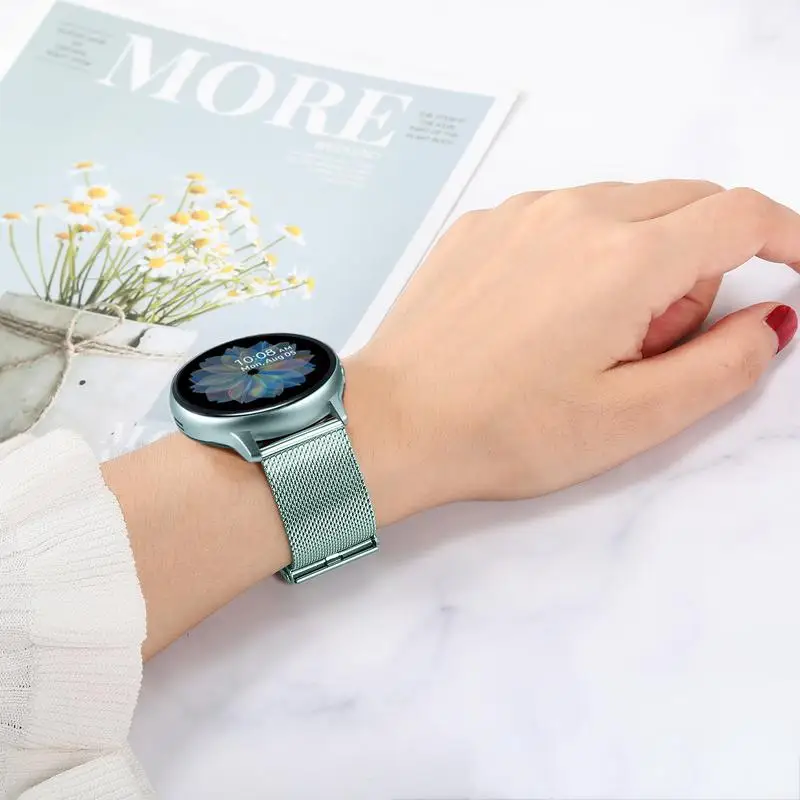 Сетчатый ремешок из нержавеющей стали для samsung Galaxy Watch Active 2 40 мм 44 мм Миланский ремешок Quick Release ремешок Active2 браслет