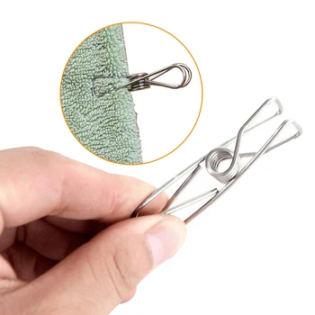 

100pcs Stainless Steel Clothes Pegs Hanging Clips Pins Laundry Windproof Clamp For Bathroom Kitchen Multi-function Use 3