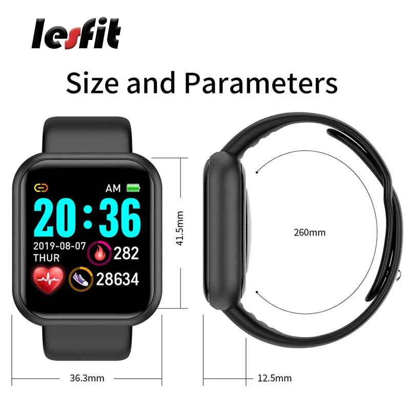 Lesfit 1 3 дюймов белый водонепроницаемый цифровой умный женский браслет Bluetooth Смарт