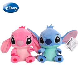 Disney lilo & stitch scrump dos desenhos animados bonecas de pelúcia rosa azul casal bonito enchido pingente chaveiro brinquedos do bebê menina crianças presente aniversário
