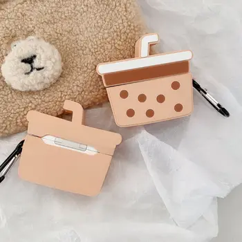 

Pearl Milk Tea Protective Case Silicone Cover Shell Carabiner for Airpods Pro