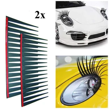 

2pcs /set Car Headlight Eyelash Stickers 3D Charming Black False Eyelashes Car Headlight Decoration Funny Decal
