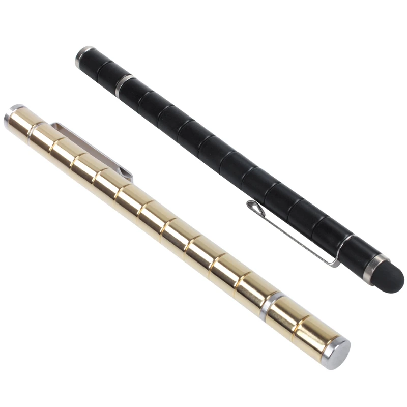 

2 Piece Creative Modular Polar Pen Magnetic Magnets Ball Toy Press Pen with 12 Steel Balls Adult Toy(Gold&Black)