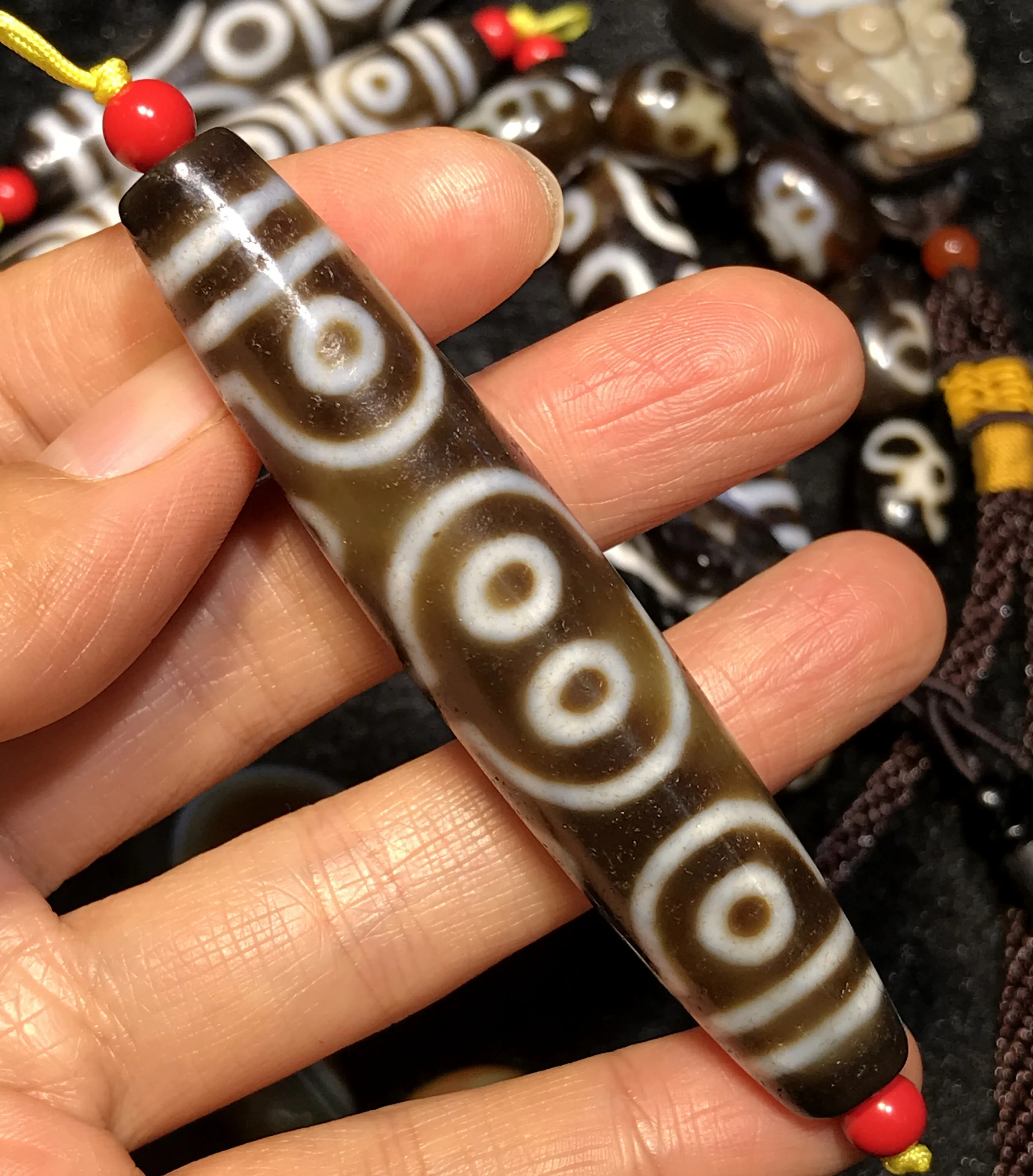 Energy Magic Tibetan old 12 Eye Long dZi Bead Totem Amulet 78MM | Украшения и аксессуары