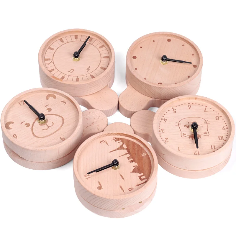 Wooden Clock Toys English Japanese Baby Wooden Milk Tooth Collect Box Umbilical Lanugo Storage Box Toys Kids Gifts