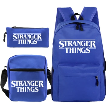 

Stranger Things School Three-piece Bag Set Student Schoolbag Fashion Travel Backpack With PenBags and MessengerBag