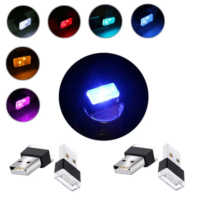 Мини-светодиод машины атмосферный светильник USB вечерние светящийся в темноте RGB