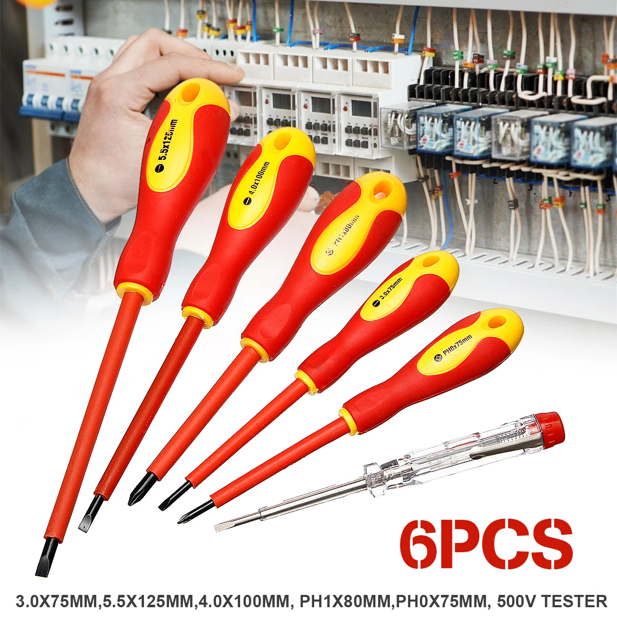 

Practical 6pcs a set VDA Electricians Screwdriver Set Electrical Insulated Kit Hand Tools Top Quality