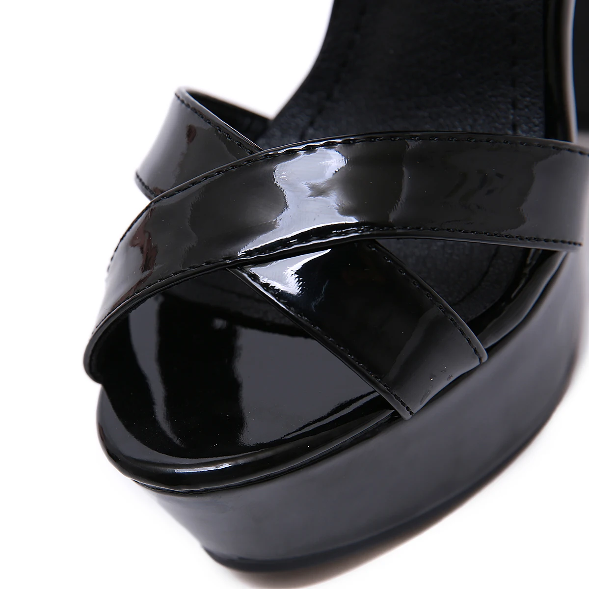 NIUFUNI/женские босоножки на платформе с перекрестными ремешками; пикантные черные лакированные женские туфли на очень высоком каблуке; модельные туфли-лодочки с ремешком на щиколотке