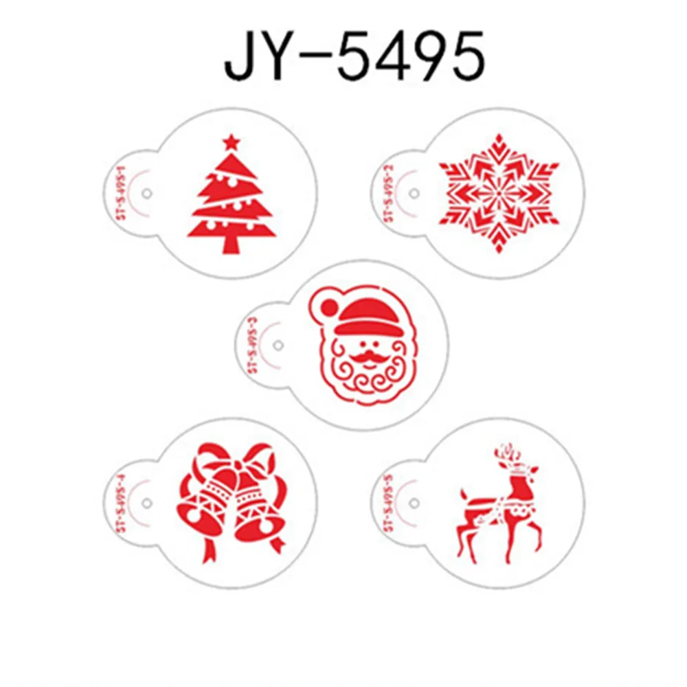 JY-5495 DIY 5 шт Рождественская елка трафарет для выпечки Снеговик печенье штамп торт инструмент-шаблон трафареты украшения инструменты для украшения тортов из мастики - Цвет: JY-5495