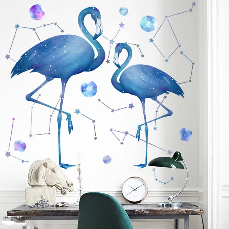 Flamingo Queen Wall Stickers Home Decor Living Room Bedroom Kids Girls Room Nursery Decoration Art Murals Baseboard Vinyl Decals