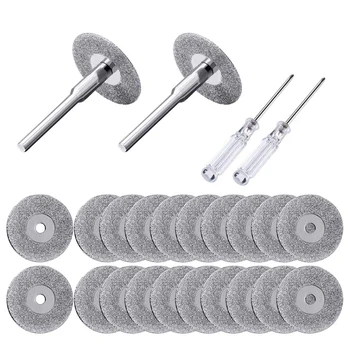 

20 Pieces 22 Mm Diamond Cutting Wheel Cut Off Discs Coated Rotary Tools with 4 Pack Mandrel and 2 Pack Screwdriver