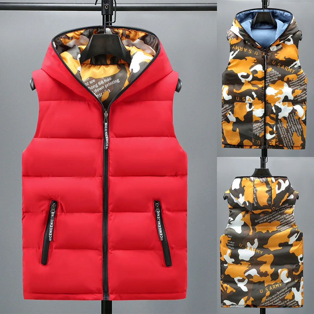 Parent-Child Matching Camouflage Child Waistcoat Girls Boys Reversible Vest Cotton Kids Jacket Children Outerwear 105-185cm Children Vest