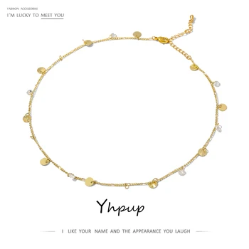 

Yhpup Statement Glass Crystal Collar Invisible Necklace for Women Golden Clavicle Chain Necklace Fashion Female Choker Jewelry
