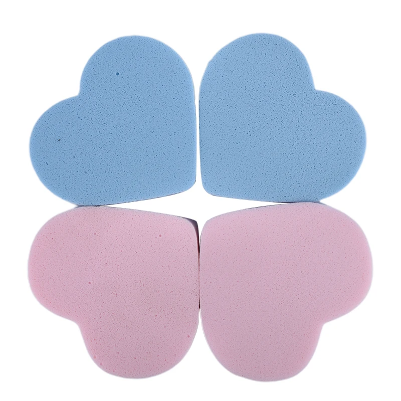 4pcs Blue Pink 2/4 шт./лот в форме сердца Карамельный цвет мягкий волшебный уход за кожей лица губки косметический слойка Очищающая губка для мытья лица инструменты для макияжа - Цвет: 4pcs Blue Pink