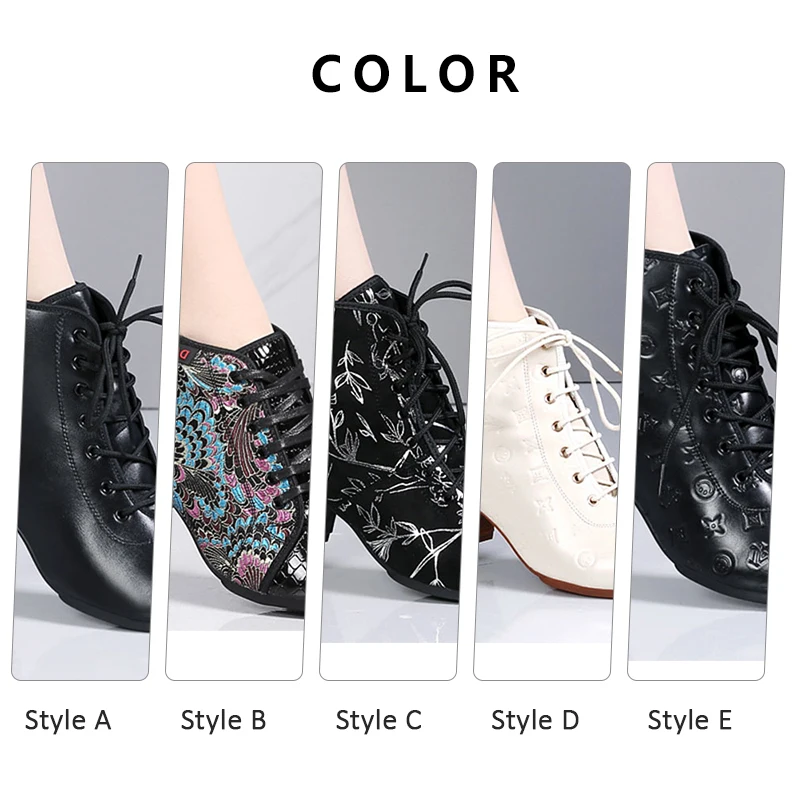 Woman Latin Dance Shoes Short Boots Outdoor Dance Boots Salsa Tango Dancing Shoes For Girls Soft Bottom White Black Ankle