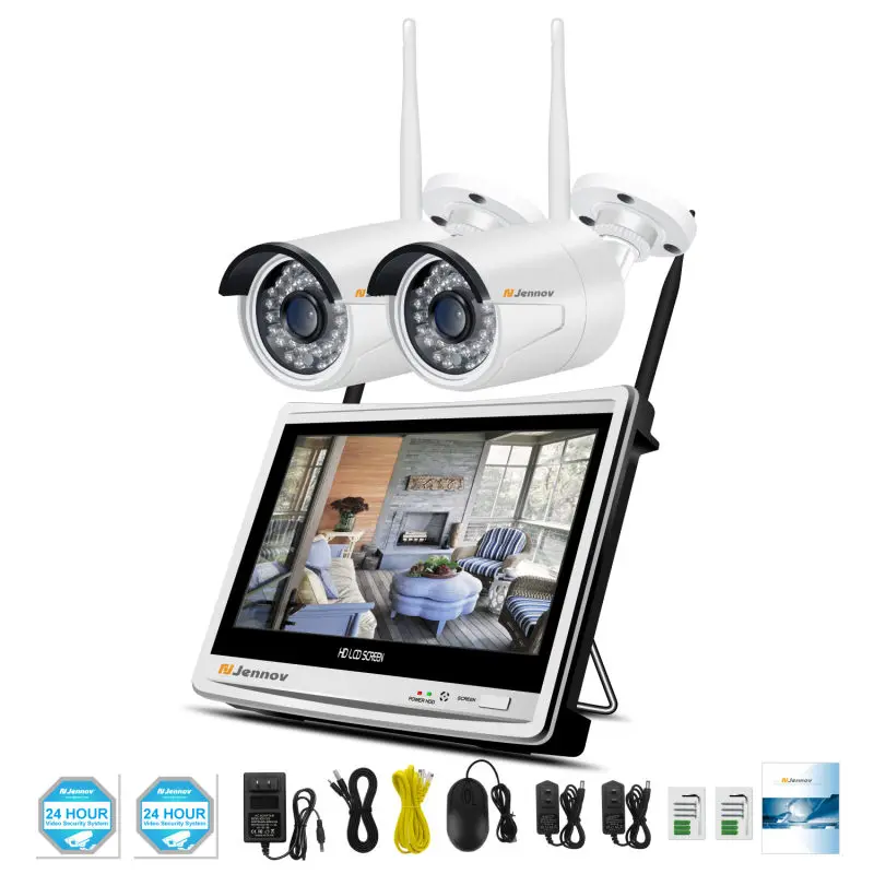 2 Pieces Cameras Jennov 8CH 1080P Домашняя безопасность наружная беспроводная CCTV камера безопасности Wifi камера s NVR 12 дюймов ЖК монитор P2P Водонепроницаемая камера - Цвет: 2 Pieces Cameras