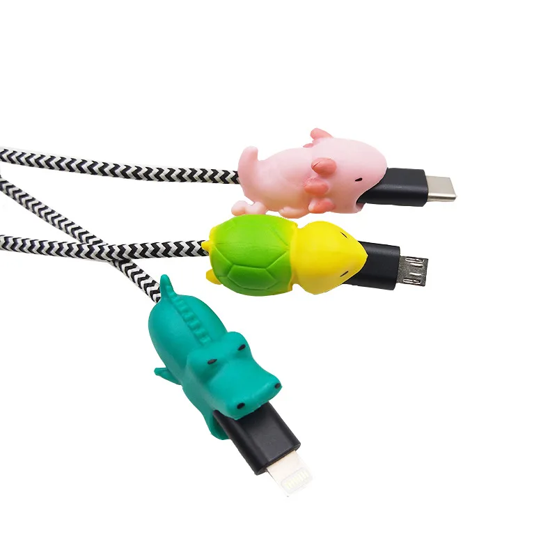 36 шт. животное кабель укуса USB зарядное устройство мультяшный кабель укусы протектор для Iphone Winder Andriod USB кабель Защита зарядного устройства мягкое