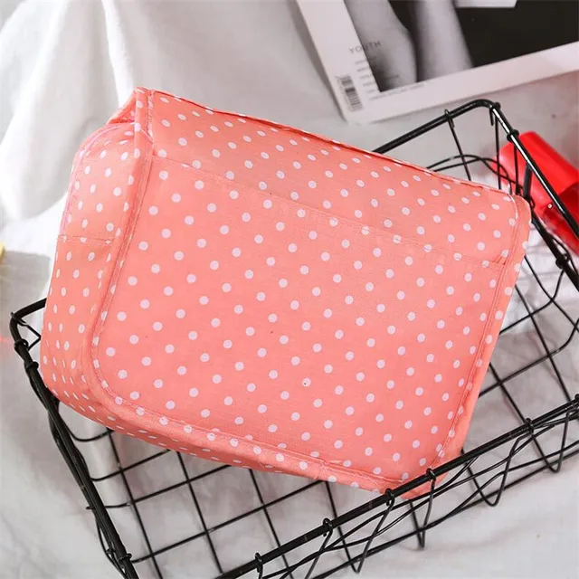 Hook Makeup Bags Women Travel Cosmetic Wash Pouch Waterproof Toiletries Storage Bag Ladies Neceser Make Up Organizer Beauty Bag Pink dot