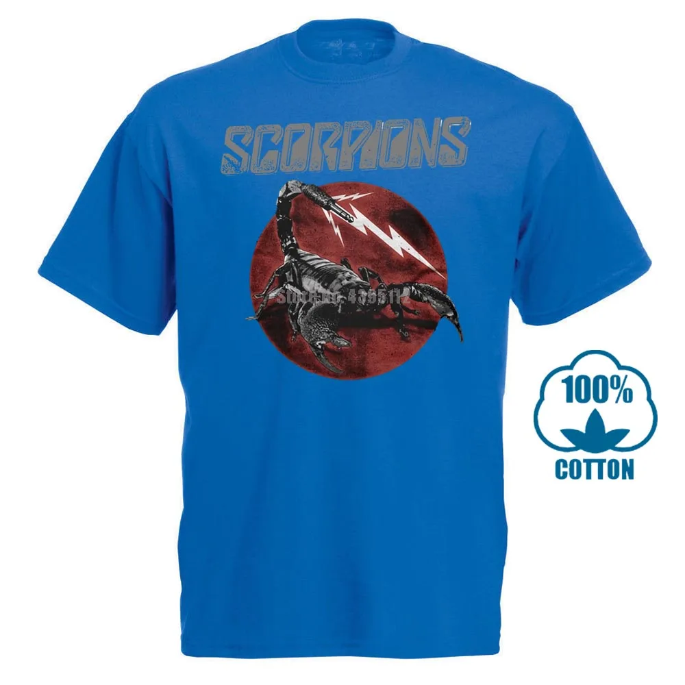 Скорпионов логотип рубашка Размеры S, M, l Xl XXL футболки официальный Rock Band футболка - Цвет: Синий